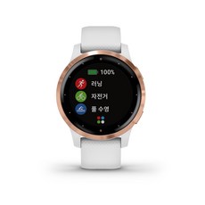 가민 비보엑티브 4 스마트워치 한글판, 화이트 + 로즈골드 버클, 40mm, GPS