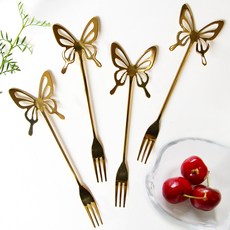 蝴蝶茶叉, 金色, 4個