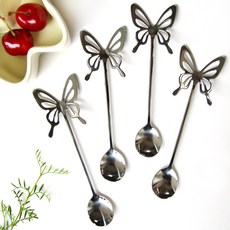 蝴蝶茶匙, 銀色, 4個