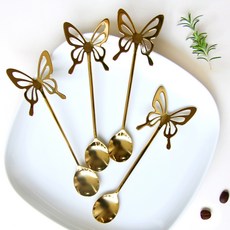 蝴蝶茶匙, 金色, 4個