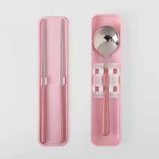 攜帶式簡約餐具套組, 粉色的, 1套