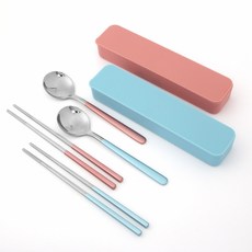 攜帶式餐具套組 2入, 藍色, 粉色, 1套