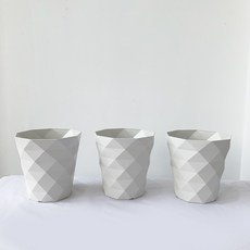 fresh garden 鑽石圖案花盆 3入, 白色