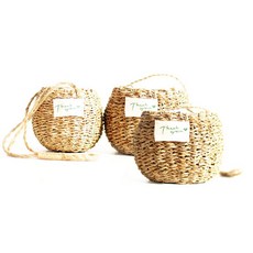 Garden in the City 圓形背帶藤編籃, 單色, 3個