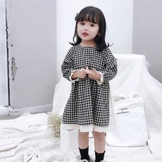 Contikids 女童荷葉長袖格紋連身裙