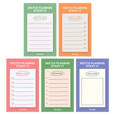 Monolike 素描規劃便利貼5種套組, 每日記事, 待辦清單, 確認清單, 備忘錄, 備註, 1套, 50張