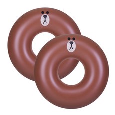 LINE FRIENDS 熊大游泳圈 96cm, 2個, 棕色
