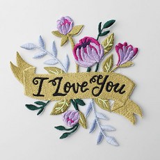 時尚重點刺繡布貼 我愛你, 混合色, 1個