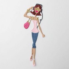時尚亮點刺繡布貼嘻哈女孩, 混色, 1個