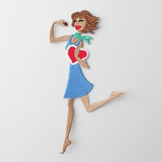 時尚亮點刺繡布貼愛心女, 混色, 1個