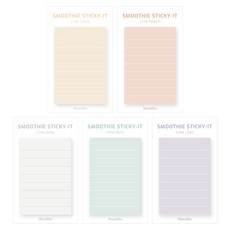 Monolike 冰沙便利貼 線條款 5種 x 50張, 線條沙色 + 線條桃色 + 線條灰色 + 線條薄荷色 + 線條紫丁香色, 1套