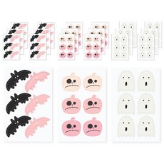 indi.k 萬聖節粉色套組標籤貼紙 3款 x 7張, 混合顏色, 1套