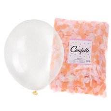 LivingDA 透明氣球 30cm 50入+五彩紙屑 1cm 50g, 桃音, 1套