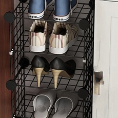 GAPANG 5層網格魔片組合式收納鞋架 L款 黑色, 1個, 黑色5段L