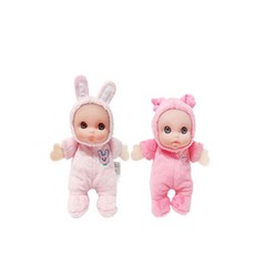 Berenguer Little Cuties 搖鈴娃娃 2 件套, 豬、兔