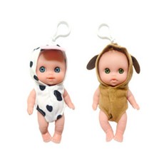 Berenguer Little Cuties 狗奶牛娃娃袋戒指套組, 混色