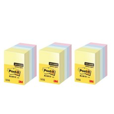 3M Post-it 便利貼 656-5A 500張, 黃色+蘋果薄荷+奶油藍+可愛粉色, 1組, 3個
