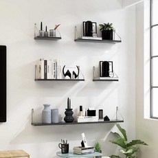 가팡 인테리어 나무 벽 선반 J, 블랙