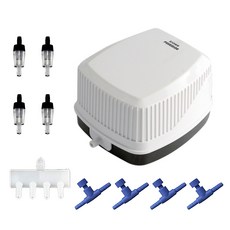 水族箱增氧機 AP-3024+4通空氣調節閥+防回流器 4入+空氣調節器 4入, 1套