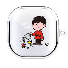 원베스트 갤럭시 버즈 라이브 /버즈2 투명 젤리 디자인 케이스, 469 튤립소년