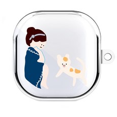 원베스트 갤럭시 버즈 라이브 /버즈2 투명하드 디자인 케이스 E, 434 냥이러뷰