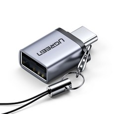 UGREEN 綠聯 USB3.1 Type-C 轉 USB3.0 高速 OTG 掛繩轉接頭, 灰色, 1個