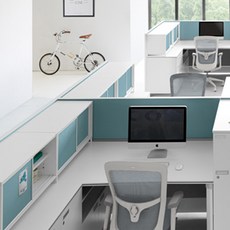 코아스 V6 사무용 책상 전면 상부 스크린 1800 방문설치, 블루 F490P