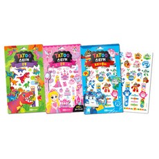 Roybooks 紋身貼紙 恐龍 2入 + 公主 2入 + 救援小英雄波力 2入, 混合色, 1套