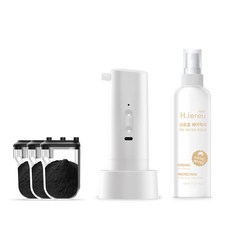 H.jereu 智能電動髮粉組 D1+替換式補充髮粉 8g 3入+定型噴霧 150ml, 器具（白）、粉（黑）, 1套