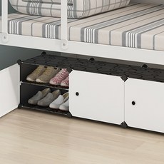 GAPANG 2層塑膠鞋櫃 K款 黑色, 1個