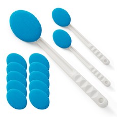 Ssukssak 手柄沐浴身體刷 3p + 毛巾 10p 套裝, 藍色, 1組