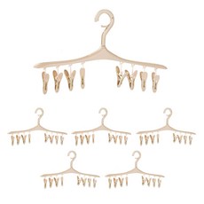 알럽홈 다기능 건조 클립 랙 옷걸이, 베이지, 6개입
