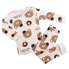 Maykids 30支棉孩童小熊甜甜圈長袖上衣長褲套裝