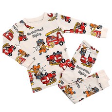 Maykids 男童款30支棉消防車長袖長褲家居服套裝