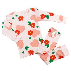 Maykids 童款花朵愛心印花30支棉長袖家居服套裝