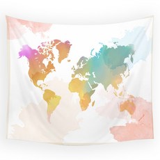 콩 케이리빙홈 유니크 세계지도 패브릭 포스터 두꺼운천, 19