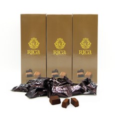 Rica名品巧克力手工巧克力 黑巧克力 36g*3入+塑膠購物袋組, 1套