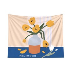 윰스 플라워 일러스트 패브릭 포스터 150cmX130cm 1개, 해브어나이스데이블루