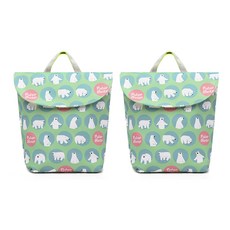 動物印花魔鬼氈衣服收納袋 2入, 北極熊款 綠色