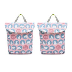 動物印花魔鬼氈衣服收納袋 2入, 北極熊款 粉色