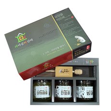 Jirisan Piagol 蜂蜜罐 3入+蜂蜜勺禮盒組, 1組