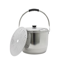 GENIAL 提把式304不鏽鋼湯鍋+蒸盤+鍋蓋 M號, 直徑 312 毫米 x 高度 290 毫米, 不銹鋼拋光銀