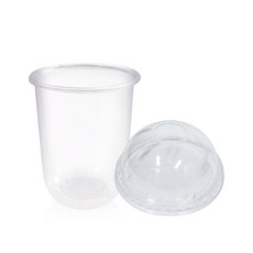 泡泡茶吸頂圓形PP杯Q-500 500ml+圓頂蓋套組, 100份, 1組, 500毫升
