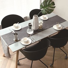 I Love Home簡約高級絲絨桌巾, 灰色, 32 x 180 cm