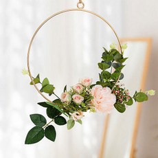 Tanniene藝術金環花朵人造花花環 圓形 10 ZSP007, 混色