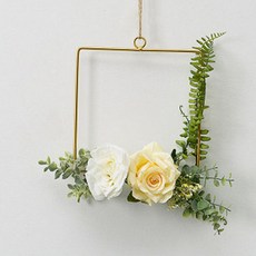塔尼家藝術 金環方形人造花花圈 21 ZSP007, 混合色
