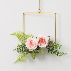 Tanni-ne Art金色環花人造花環 方形 20 ZSP007, 混色