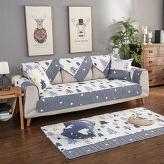 알럽홈 코튼 투톤컬러 패턴 논슬립 쇼파패드