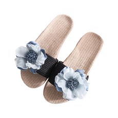 ANTS 花朵籐編防滑室內拖鞋, 黑色的, 1個