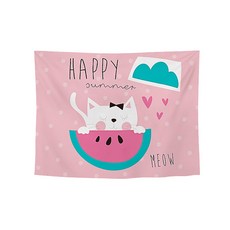 I Love Home 北歐風格動物印花掛毯, GT144西瓜貓